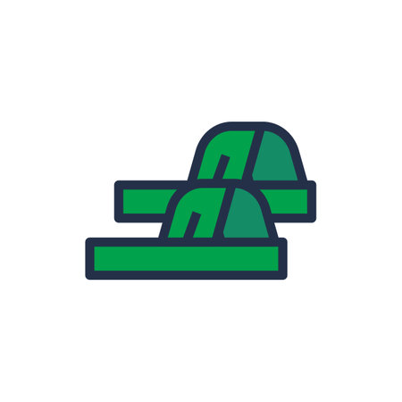 Linear color pictogram of beach slippers with thick soles. Casual clothes and shoes. Wardrobe item to create modern fashionable look. Simple outline stroke vector symbol isolated on white backgroundのイラスト素材