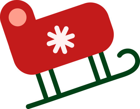 Santa Claus winter sleigh. Red Green flat design element. Pop art winter sleigh holiday icon. Christmas event element. Simple flat vector icon isolated on white backgroundのイラスト素材