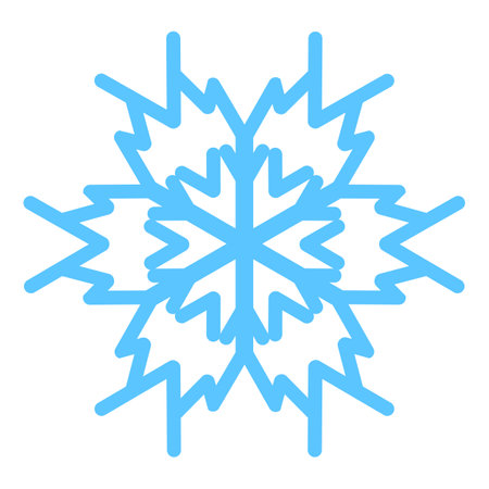 Thick line freeze snowflake, element of winter festival decoration. Winter snow, Christmas miracle blue symbol. Simple shape freehand vector icon isolated on white backgroundのイラスト素材