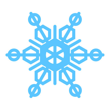 Thick line freeze snowflake, element of winter festival decoration. Winter snow, Christmas miracle blue symbol. Simple shape freehand vector icon isolated on white backgroundのイラスト素材