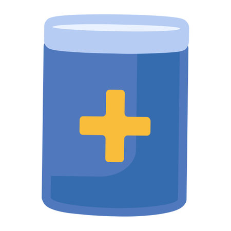 Hazardous waste pollution. Blue first aid kit with medicines icon. Toxic Explosive Materials. Hazardous separation waste problem. Element for infographics design. Simple flat vector isolated on whiteのイラスト素材