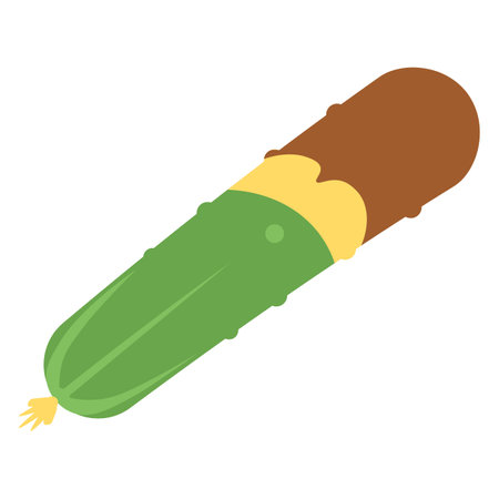 Sorting food waste. Whole rotten cucumber. Leftovers and scraps of food. Flat icon, element for infographics design. Simple cartoon flat vector isolated on white backgroundのイラスト素材