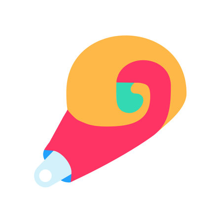 Flute Party toy noisemaker unfolding into spiral, birthday symbol. Simple style festive flute toy noisemaker for design of children entertainment center. Color stroke icon isolated on white backgroundのイラスト素材
