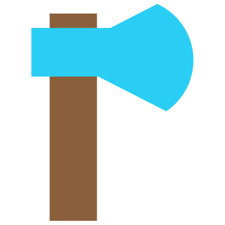 Short wood handle carpenter ax. Construction professional tools and equipment of highly qualified specialist. Simple flat vector isolated on white backgroundのイラスト素材