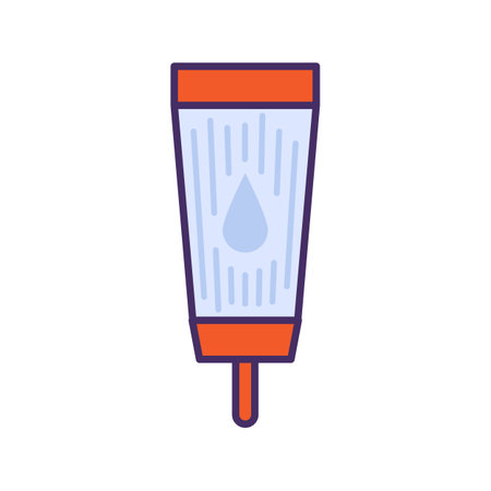 Tube of modern glue for bonding ceramic and wooden elements. Professional DIY tools and equipment of highly qualified specialist. Simple colored stroked vector icon isolated on white backgroundのイラスト素材
