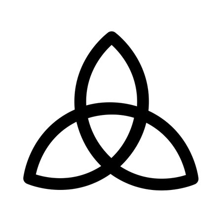 Celtic trinity mystical religious symbol. Spiritual triangle infinite sign of traditional culture of worship and veneration. Simple black and white vector isolated on white backgroundのイラスト素材