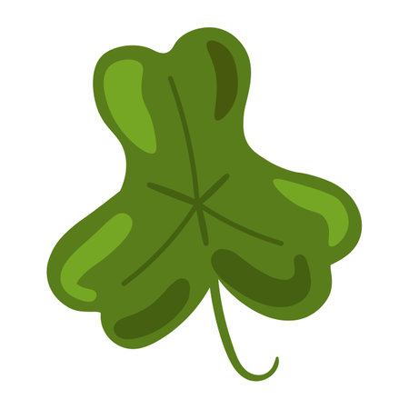 Three leaf clover symbol of good luck. Unusual leaf of plant, talisman of luck and fortune, Happy Patrick party element. Simple cartoon vector isolated on white backgroundのイラスト素材