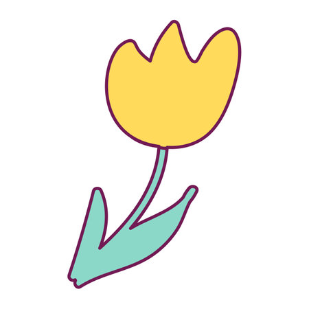 Inflorescence of pink spring bells on thin stems. Bright illustration for design of festive spring banner. Flat vector element in thin stroke isolated on white backgroundのイラスト素材