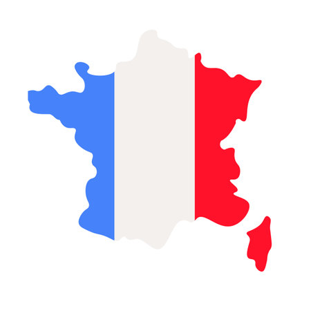 France Map Country Symbol With Flag Stripesのイラスト素材
