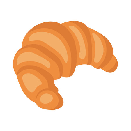 Flat cartoon brown tasty French croissant iconのイラスト素材