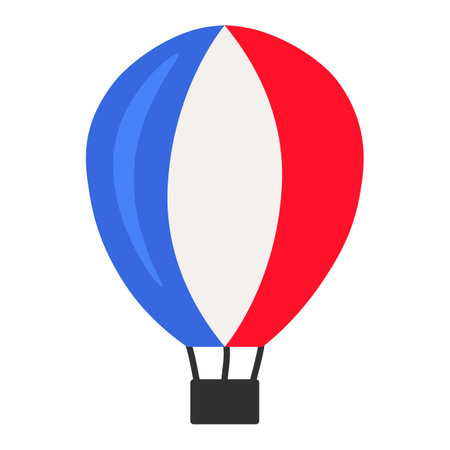 Flat France Air Balloon Icon For Holiday Eventのイラスト素材