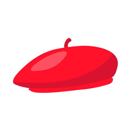 Flat cartoon street French artist red hat iconのイラスト素材