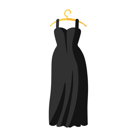 Flat cartoon black female dress iconのイラスト素材