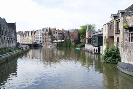 Beatiful Channel in Gent, Belgiumの写真素材