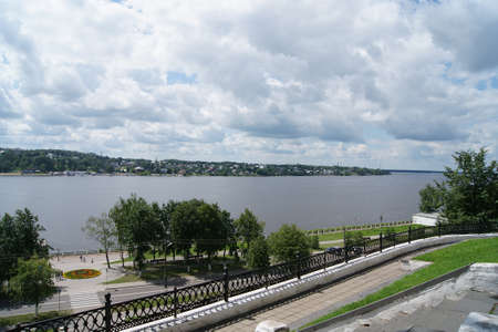 The embankment of the Volga river in Kostromaの写真素材