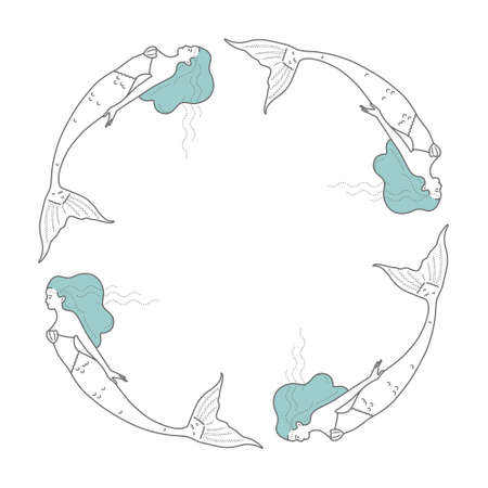Circular pattern with mermaids.のイラスト素材