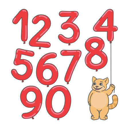 Colorful set of balloon shaped numbers vector.のイラスト素材