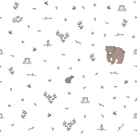 Forest seamless pattern with animals.のイラスト素材