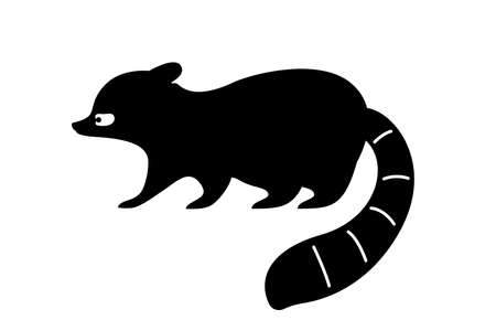 Black raccoon silhouette. Vectorのイラスト素材