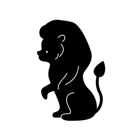 Black lion silhouette. Vector shadow. Laser cutting pathのイラスト素材
