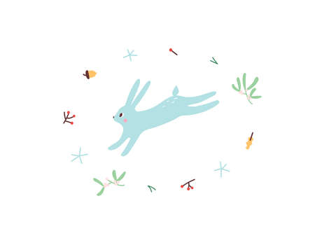 Cute Hare. Vector illustrtion. Minimalistic design, children s picture. Print for clothes, dishes etcのイラスト素材