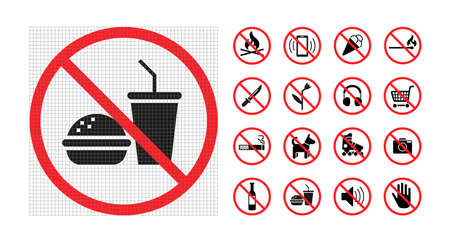 High quality prohibition signs collection isolated on whiteのイラスト素材