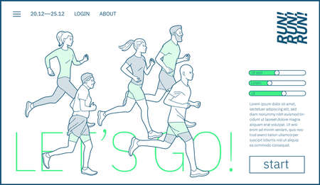 Young Athletics Sportswomen Running.のイラスト素材