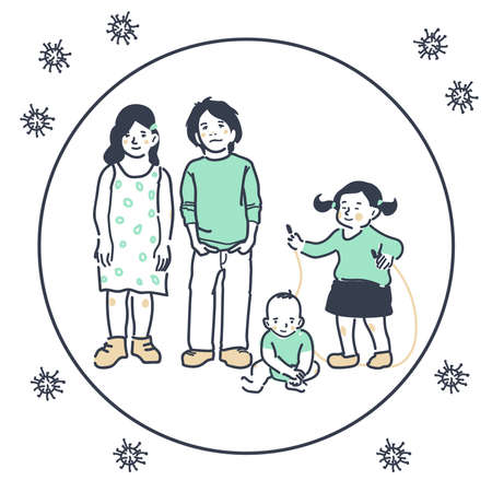 Bacteria or viruses around the little children.のイラスト素材