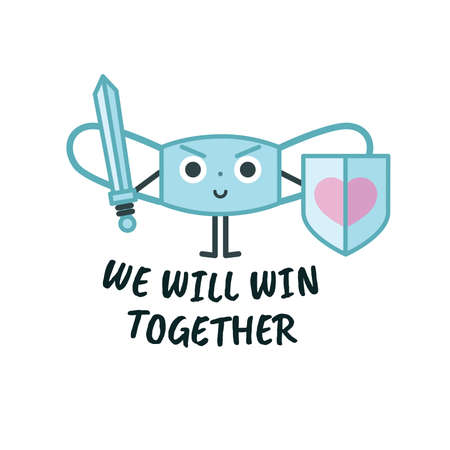 Mask cute character, virus protection sign concept for children, vector illustrationのイラスト素材