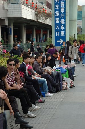 CHINA, SHENZHEN - FEBRUARY 10: thousands Chinese people leaving city for Chinese New Year on...