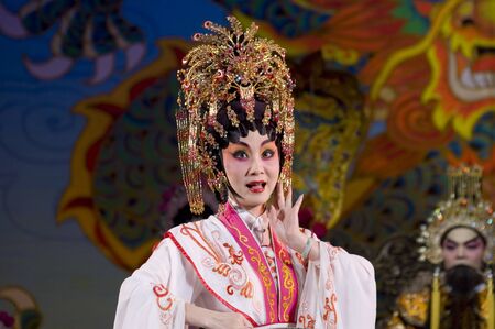 CHINA, SHENZHEN, GUANGDONG PROVINCE - FEBRUARY 13, 2009: Traditional Beijing Opera, performed by professional Chinese actors and actress for Chinese New Year celebration.のeditorial素材