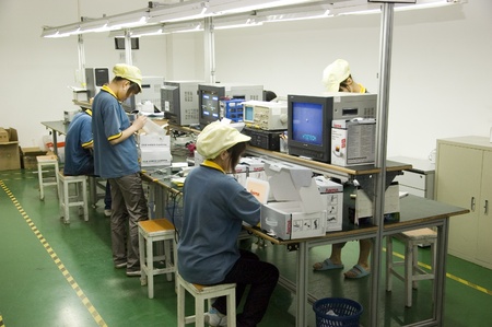 CHINA, SHENZHEN - APRIL 20: The biggest CCTV, surveillance camera producer in China, factory tour on...