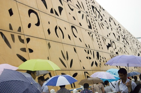 CHINA, SHANGHAI - JUNE 28: Shanghai Expo 2010, Poland pavilion on Expo venue on June 28, 2010 in Shenzhen.のeditorial素材