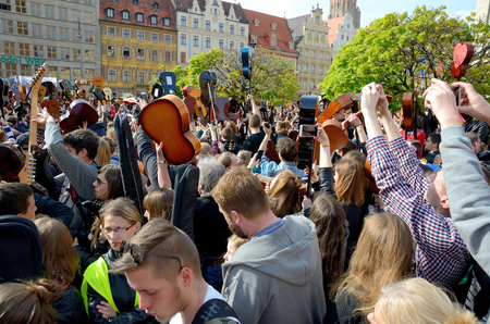 WROCLAW, POLAND - MAY 1: Over 7 thousands guitarists achieve new Guiness Record playing Hey Joe...