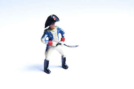 Old plastic toy from 90's. Figurine of Napoleon's officer.の写真素材