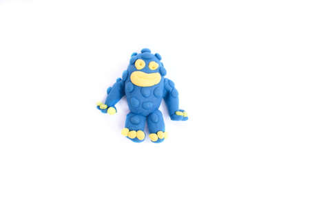 Hand made figurines, funny creatures made of plastic mass, modeling clay. Fancy, colorful characters.の写真素材