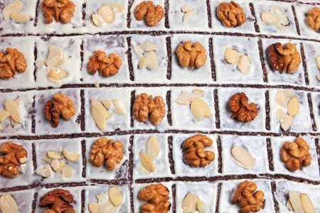 A delicious christmas cake with nuts.の写真素材