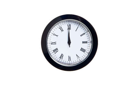 Wall mounted clock with 12:00 hours on it.の写真素材