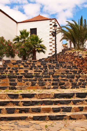 Stone stairs at Betancuria cathedral, Fuerteventura.の写真素材