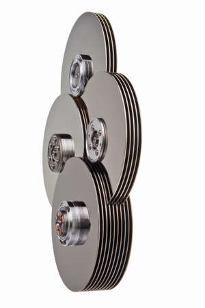 Computer hard drive disc plates, isolated over white background.