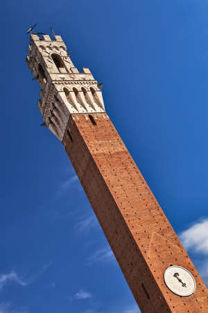 Siena city hall clock tower closeup view.の写真素材