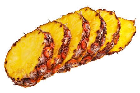 Pineapple slices isolated over white background.の写真素材