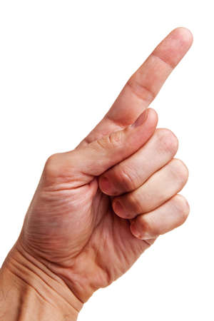 Left hand pointing finger.の写真素材
