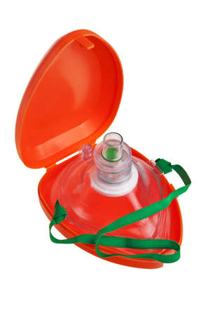 Pocket resuscitation mask isolated over white background.の写真素材