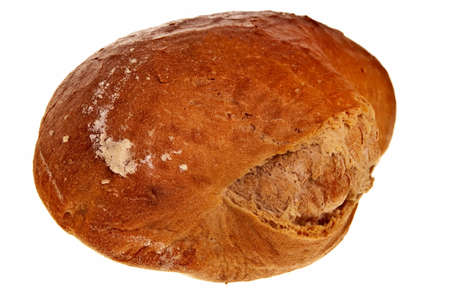 Fresh, tasty bread loaf isolated over white background.の写真素材