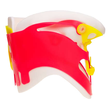 Professional neck support brace isolated over white background.の写真素材