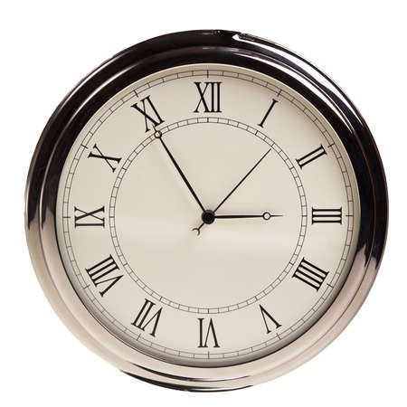 Retro pocket watch isolated over white background.の写真素材