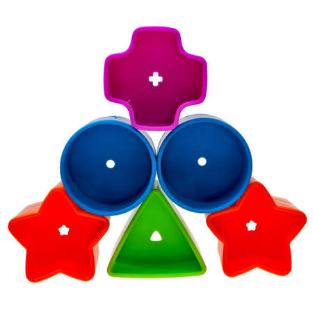 Colorful baby multishape plastic toys.の写真素材