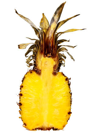 Pineapple cross section isolated over white background.の写真素材