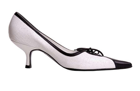 an elegant black and white shoe on high heelの写真素材